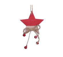 pm. 8 wooden stars/hanging natural/red 8x8 cm