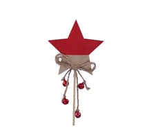 pb. 8 wooden stars/stick natural/red 8x8 cm