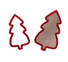 pb. 12 wooden trees w/glitter red 7.5/6 cm