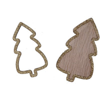 pb. 12 wooden trees w/glitter gold 7.5/6 cm