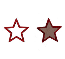 pb. 12 wooden stars w/glitter red 6 cm