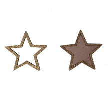 pb. 12 wooden stars w/glitter gold 6 cm