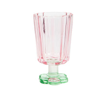 Glas bloemvorm roze/groen d7,9x13,4cm