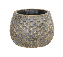 pc. 1 cement flowerpot brown/gold Ø 11,5x9 cm