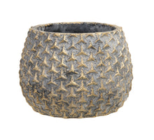 pc. 1 cement flowerpot brown/gold Ø 14x10,5 cm
