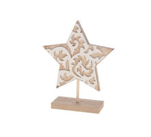 Houten ster staand 10x5x17.5cm Natural/White