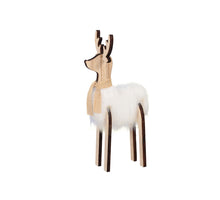 pb. 4 wooden deers/standing white 9x5 cm