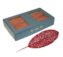 w/b. 48 sparkling deco leaves red 60x140mm