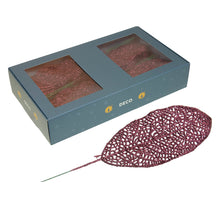 w/b. 48 sparkling deco leaves dark orchid 60x140mm