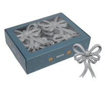 w/b 12 sparkling bows silver 13x11 cm