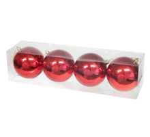 cb. 4 plastic balls red shiny 95mm