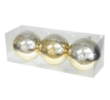 cb. 3 plastic balls gold shiny 120mm