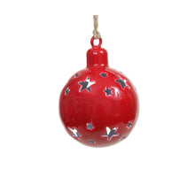 pc. 1 metal ball/hanging w/star red 6x7 cm