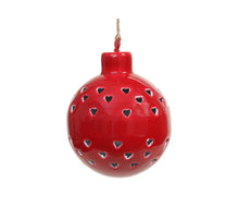 pc. 1 metal ball/hanging w/heart red 7.5x8.5 cm