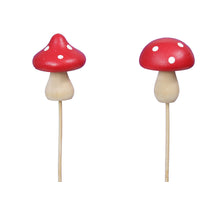 pb. 10 wooden mushroom/stick 2 ass. Red 3.5x4.5 cm