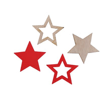 pb. 48 wooden stars red/natural 2.5 cm