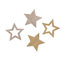 pb. 48 wooden stars gold/natural 2.5 cm