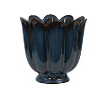 Stoneware flowerpot blue Ø 13.5x13 cm