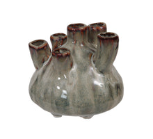 Stoneware flowervase beige 12x10 cm