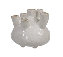 Stoneware flowervase cream 12x10 cm