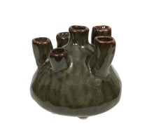 Stoneware flowervase green 12x10 cm