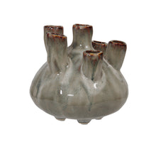 Stoneware flowervase beige 15.5x14 cm