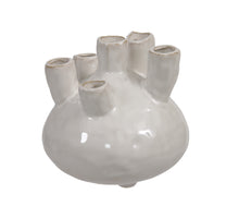 Stoneware flowervase cream 15.5x14 cm
