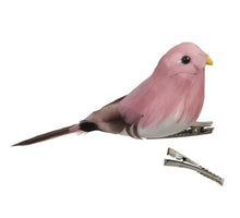 w/b. 8 feather birds/clip pink 3x11.5x4.5 cm