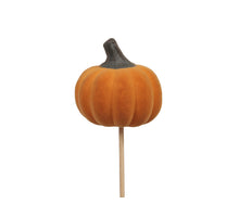 12 flock pumpkins/stick orange Ø 5x5.5 cm