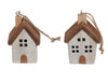 pb. 4 wooden houses/hanging brown 5x3.5x7 cm
