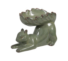 pc. 1 stoneware squarell/plate green 17x9.5x12.5 cm
