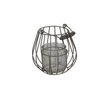 Metal wire lantern with glass Ø18x17/26cm Grey
