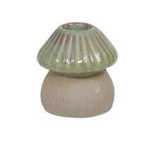 pc. 1 stoneware mushroom/candleholder green Ø 7.5x7.5 cm