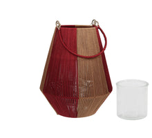 pc. 1 fabric lantern/hanging dark red/gold 20x24 cm