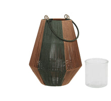 pc. 1 fabric lantern/hanging green/gold 20x24 cm