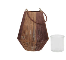 pc. 1 fabric lantern/hanging brown/gold 20x24 cm