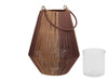 pc. 1 fabric lantern/hanging brown/gold 20x24 cm