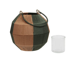 pc. 1 fabric lantern/hanging green/gold 19,5x17,5 cm
