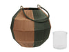 pc. 1 fabric lantern/hanging green/gold 19,5x17,5 cm