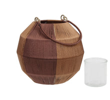 pc. 1 fabric lantern/hanging brown/gold 19,5x17,5 cm