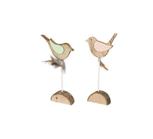 Wooden bird with woodstem foot 10x2.5x18.5cm 1pc 2 assorted