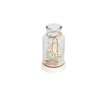 Glass bottle with wooden scene and light 9.5x9.5x16cm Multi