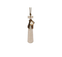 Wooden peddle 30x6.5x1.8cm decorated White-wash