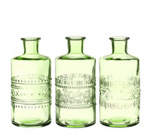 Porto soft green bottle glass Ø7.5 h.14.5 cm - 3 ASSORTION