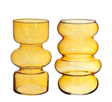 Twin glass vase Ø10 h.18 cm ocre assortie