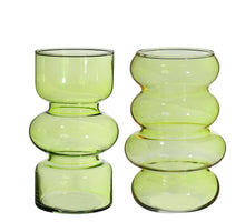 Twin glass vase Ø10 h.18 cm green assortie
