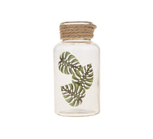 Glass bottle with leaf print 8x8x16.5cm Green