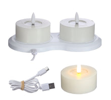 Led oplaadbare jumbo theelicht wax set 2 w.USBc-kabel