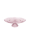 Glazen taartplateau met voetstuk Ø18xH7,5cm roze