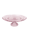 Glass cake stand with pedestal Ø23xH8cm pink
